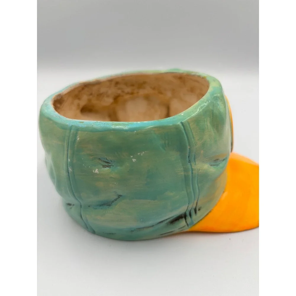 Vintage Japan Baseball Cap Ceramic Planter Teal Orange Glove‎ Bat 55-124